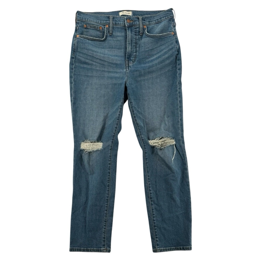 Madewell Perfect Vintage Jeans Womens‎ 31T High Rise Distressed Blue Denim Crop